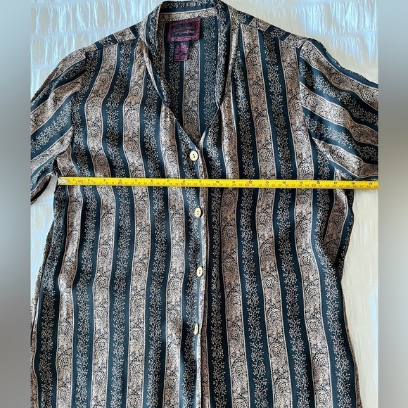 APRIL CORNELL Long Duster Button Front Coat Striped Floral Boho Chic Western - Picture 13 of 16